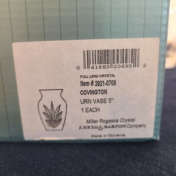 Miller Rogaska Crystal Covington Urn Vase 5" Full Lead Beautiful Crystal NIB NWT - Picture 5 of 14